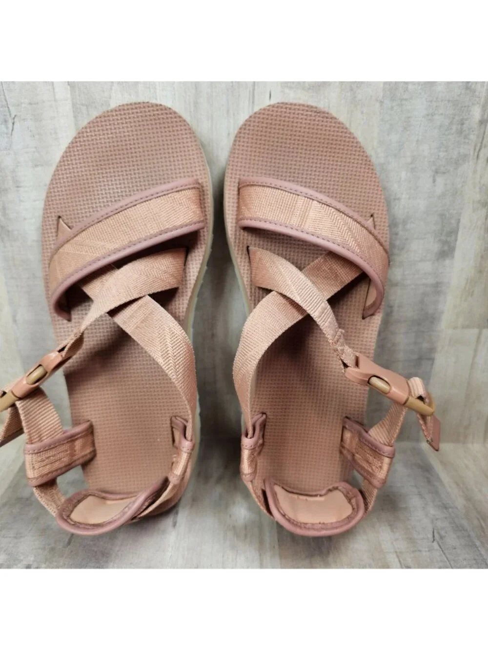 Teva Womans Size 6 Platform Indio Whip Pink Sandals Adjustable Straps - Picture 7 of 10